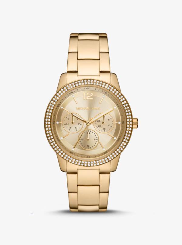 Damske Gold-tone Hodinky Michael Kors Oversized Tibby Pavé Zlate - Hodinky Michael Kors Sleva | ZBCGK-5031